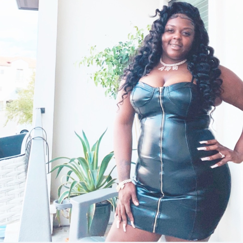Black faux leather dress